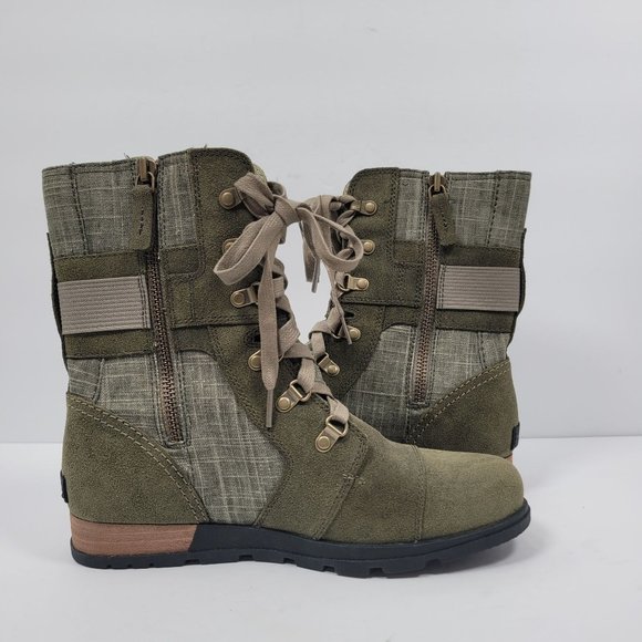Sorel Major Carly Women's Green Combat Zip Up Boots NL2158-383 US SZ 9 - Picture 5 of 12